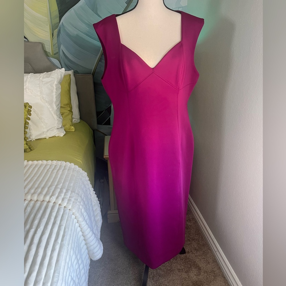 Calvin Klein Fuchsia Midi Dress Sweetheart Neckline Size 14 Plus Size